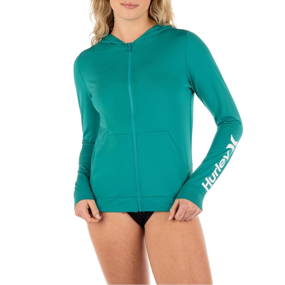 Hurley/NWOT Emerald Quick Drying Zip-Up Hoodie UPF 50+